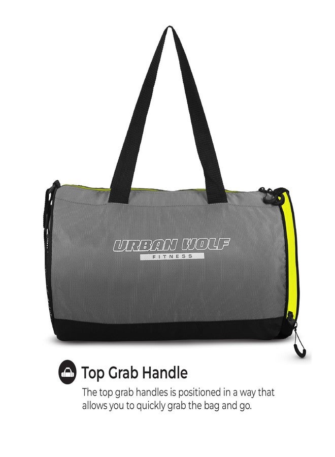 Urban Wolf 26L Gym Duffle Bag | Unisex Grey & Green Zipper | Separate Shoe Compartment | Quick Access Pocket | Durable Polyester | Multi-Functional Sports & Travel Bag | Dimensions 49x23x23 cm - Image 5